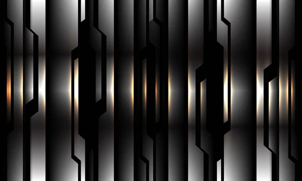 Abstract Zilver Zwart Circuit Patroon Geel Licht Ontwerp Moderne Futuristische — Stockvector