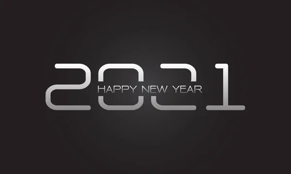 Happy New Year 2021 Silver Number Text Grey Design Countdown — Stock Vector