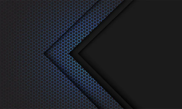 Abstract Blue Hexagon Mesh Light Grey Arrow Direction Blank Space —  Vetores de Stock