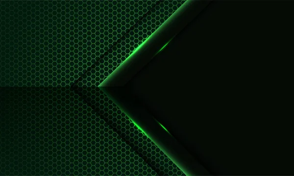 Abstraktní Zelené Světlo Šipka Směr Šestiúhelník Oka Vzor Prázdným Prostorem — Stockový vektor