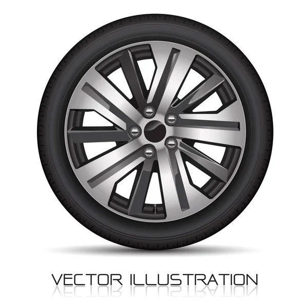 Реалистичная Алюминиевая Шина Автомобиля Белом Фоне Векторной Иллюстрации — стоковый вектор