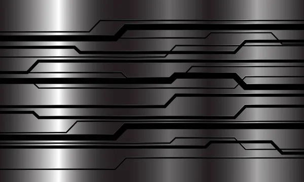 Abstraktní Černá Linka Kybernetický Obvod Geometrický Kovovém Designu Moderní Luxusní — Stockový vektor