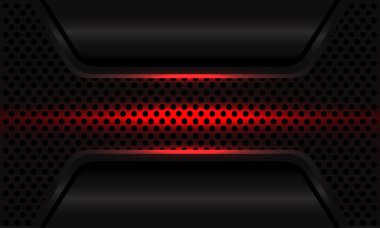 Soyut kırmızı ışık koyu gri metalik çember ağ tasarımına modern lüks fütüristik teknoloji arka plan çizimine yansıyor.