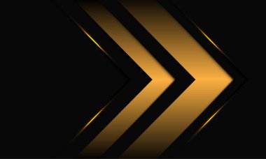 Siyah metalik tasarım üzerine soyut altın ok yönü modern lüks fütüristik arka plan çizimi.