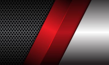 Soyut kırmızı metalik gri gri metal daire örgüsü örtüşmesi modern lüks fütüristik arka plan çizimi.