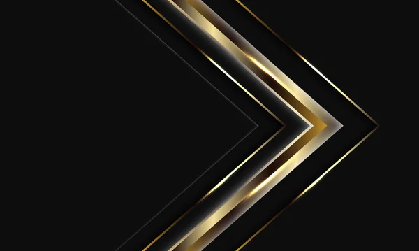 Abstrakte Goldene Pfeilrichtung Auf Dunkelgrau Mit Leerraum Design Moderner Luxus — Stockvektor