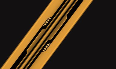 Soyut sarı devre siber geometrik çizgi / gri tasarım modern fütüristik teknoloji arka plan çizimi.