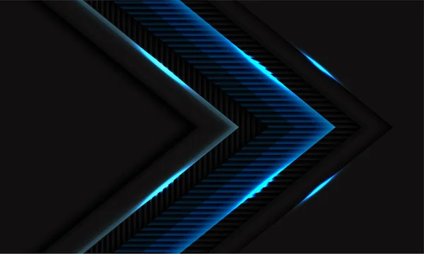 Bleu Lumière Brillant Lignes Texture Flèche Direction Sur Noir Avec — Image vectorielle