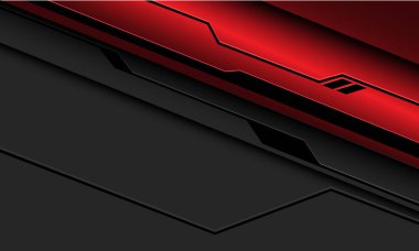 Abstract red metallic black line circuit cyber on grey with blank space design modern futuristic technology background vector illustration.