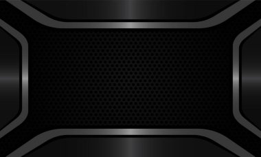 Soyut gri metalik karanlık çember ağ tasarımı modern fütürist arkaplan çizimi.