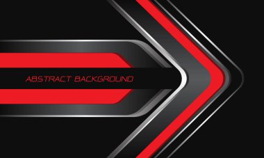Siyah tasarım üzerine soyut kırmızı gri gümüş ok yönü modern lüks fütüristik teknoloji arka plan çizimi.