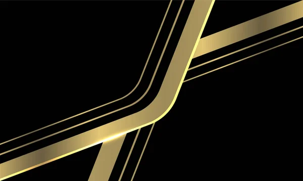 Abstrakte Goldlinie Pfeilkurve Überlappen Sich Auf Schwarzem Design Modernen Luxus — Stockvektor