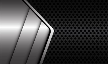 Soyut gümüş metalik çizgi koyu gri metalik daire örgüsü deseni üzerine gölge geometrik modern lüks fütüristik teknoloji arka plan çizimi.