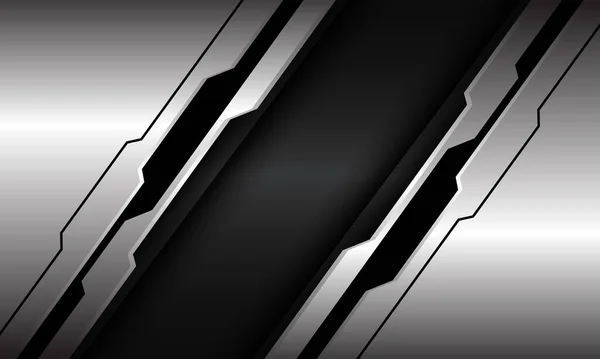 Abstrait Argent Ligne Noire Circuit Cyber Slash Sur Gris Foncé — Image vectorielle