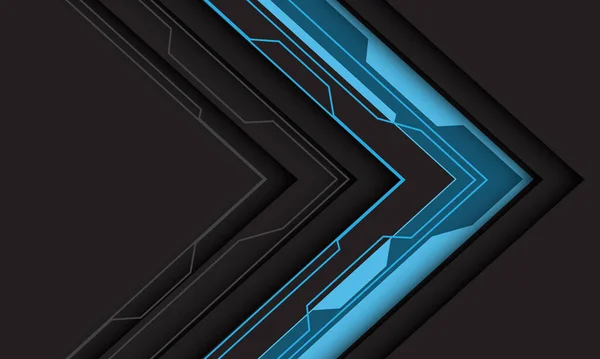 Abstrait Bleu Ligne Circuit Cyber Flèche Direction Ombre Sur Gris — Image vectorielle