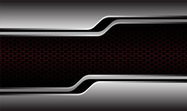 Koyu kırmızı altıgen ağ desenli soyut gümüş çizgi siber tasarım modern lüks fütüristik arkaplan çizimi.