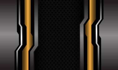 Soyut altın, gri, siyah, siber çember örgü, modern arkaplan çizimi..
