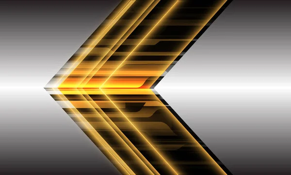 Абстрактне Жовте Світло Кіберстрілка Напрямок Геометрична Динаміка Срібному Дизайні Сучасні — стоковий вектор