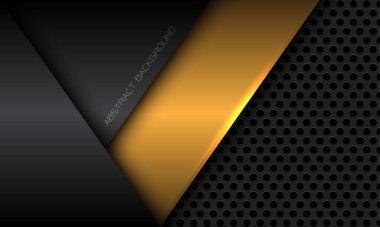 Soyut sarı gri metalik geometrik örtüşen gölge ile daire örgüsü tasarımı modern lüks fütüristik arkaplan çizimi.