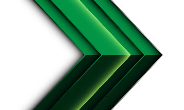 Flecha Verde Abstracta Dirección Sombra Geométrica Metálica Diseño Blanco Moderno — Vector de stock