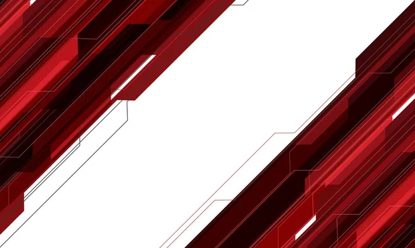Astratto Rosso Grigio Cyber Circuito Geometrico Tecnologia Futuristica Sfondo Bianco — Vettoriale Stock