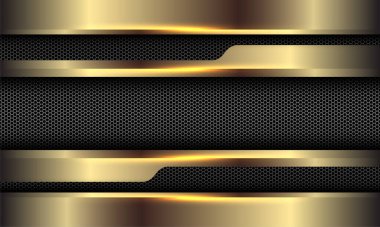 Soyut altın metalik altıgen ağ örgüsü geometrik tasarım modern lüks fütüristik arka plan vektörü