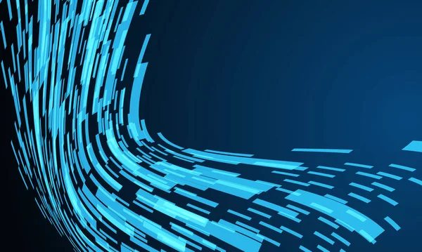 Resumen Azul Cyber Data Geometric Flow Wave Technology Black Design — Vector de stock