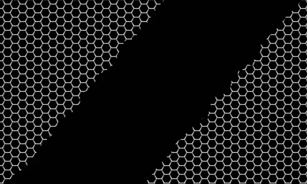 抽象金属は黒のデザインで六角形メッシュを引き裂かれた現代の高級未来技術ベクトルの背景 — ストックベクタ
