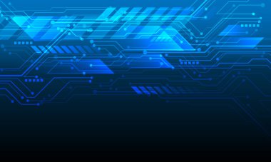 Soyut mavi teknoloji devre verileri fütüristik geometrik tasarım modern yaratıcı arkaplan çizimi.