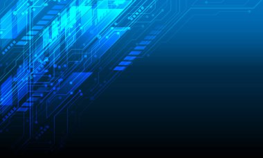 Soyut mavi teknoloji devre verileri fütüristik geometrik tasarım modern yaratıcı arkaplan çizimi.