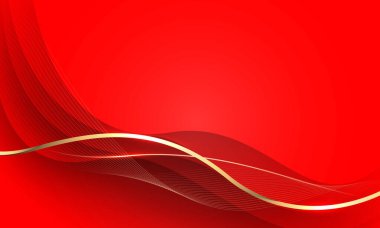 Soyut altın kurdele dalga eğrisi kırmızı üzerine boş uzay tasarımı lüks arka plan vektörü ile örtüşür