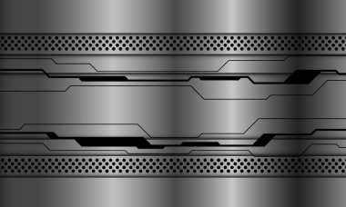 Soyut metal çizgisi siber çember ağ örgüsü geometrik tasarım modern fütüristik teknoloji arkaplan çizimi.