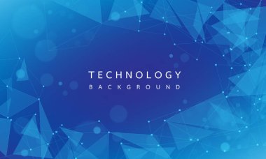 Soyut teknoloji futurisitc ağ verisi noktaları siber mavi çokgen geometrik tasarım modern yaratıcı arkaplan çizimi.