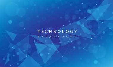 Soyut teknoloji futurisitc ağ verisi noktaları siber mavi çokgen geometrik tasarım modern yaratıcı arkaplan çizimi.