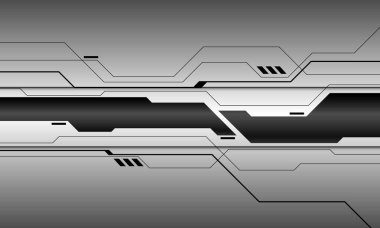 Soyut teknoloji fütüristik siyah siber hat metal tasarımı modern arkaplan çizimi.
