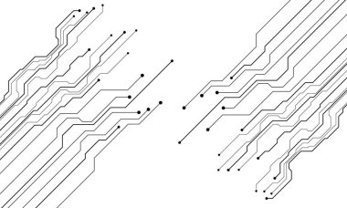 Siyah çizgi devre bilgisayar teknolojisi beyaz arkaplan tasarım yaratıcı vektörü üzerinde fütürist
