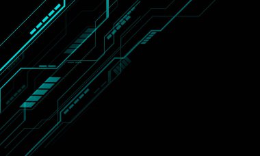 Soyut mavi teknoloji fütürist fütüristik siber geometrik dinamik üzerinde siyah boş alan tasarımı modern arkaplan vektörü