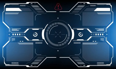 HUD bilim kurgu arayüzü beyaz dairesel geometrik tasarım mavi vektör üzerinde yaratıcı teknoloji görüntüsü