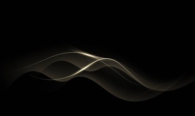 Banner şablon arka plan illüstrasyonu için siyah modern grafik tasarım dekorasyonu üzerinde altın ışıklı soyut bir lüks unsur.