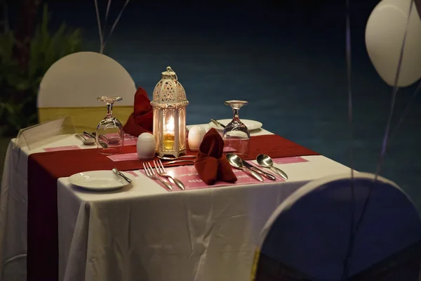 Middagsbordet Romantic Royaltyfria Stockfoton