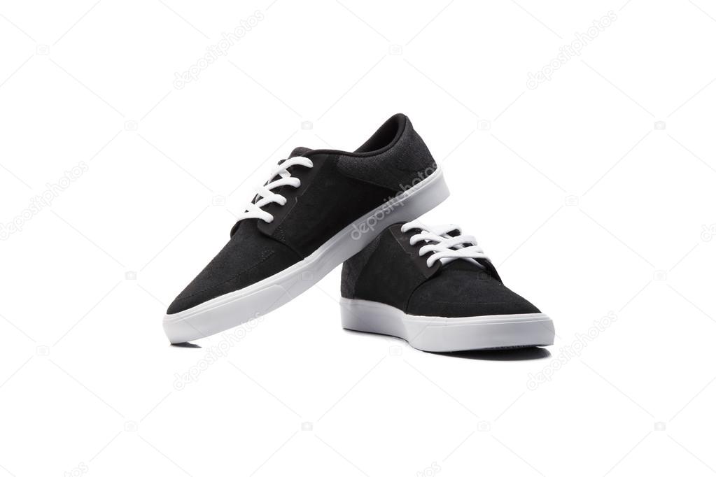 Black Sneakers on White Background