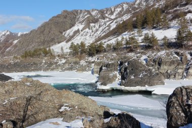 Buz bahar turkuaz Katun nehrinde açılışı 