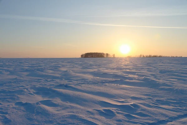 Schneedecke bei Sonnenuntergang — Stockfoto