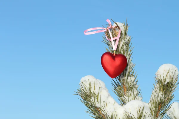圣诞树上装饰的心 — 图库照片