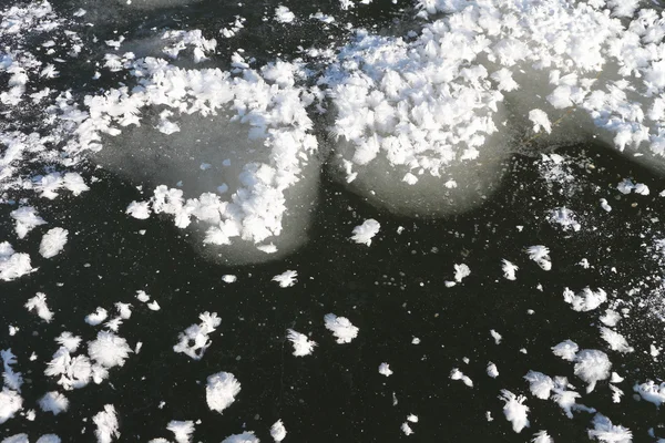 Fundo natural de gelo e neve no rio — Fotografia de Stock