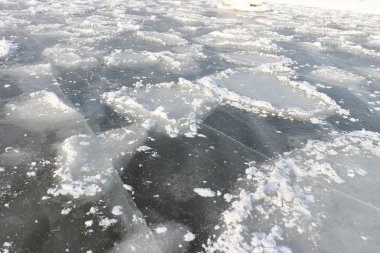 Bir donmuş nehrin doğal arka plan buz yüzeye çatlamak