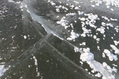 Nehrin doğal bir arka plan bir buz yüzeyinde çatlaklar