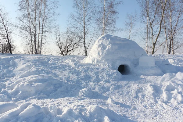 Konut bir Eskimo batımında kışın kar glade üzerinde