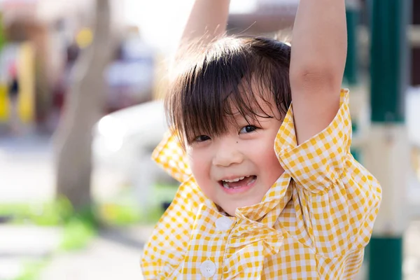 Closeup Children Play Exercise Fun Bright Smile Cheerful Asian Girl Royalty Free Stock Images