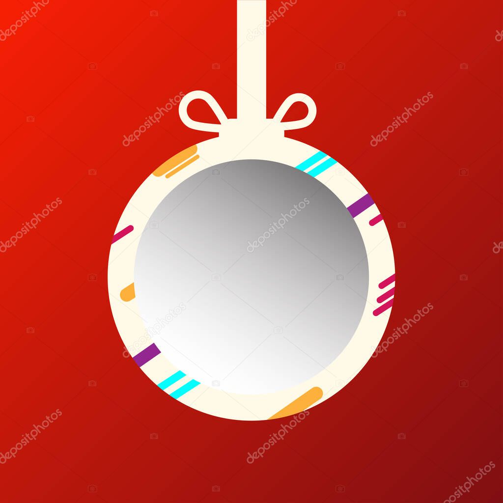 Vector Illustration Christmas ball banner on red background.